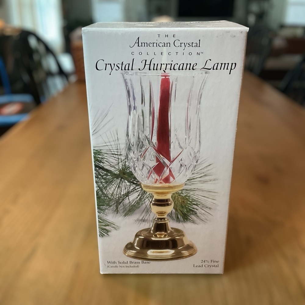The American Collection Crystal Christmas plug in Hurricane Lamp Crystal NIB